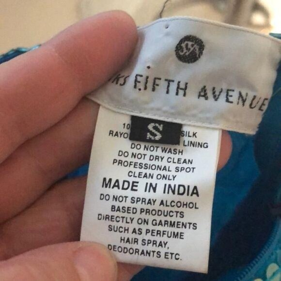 Saks Fifth Avenue Silk Top Small S Womens Vintage Blue Sequin Short Sleeve - Picture 11 of 12